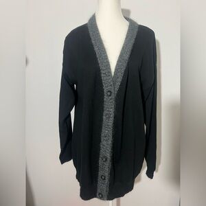 Diesel Black Wool Mohair Blend Longline Cardigan Button Front